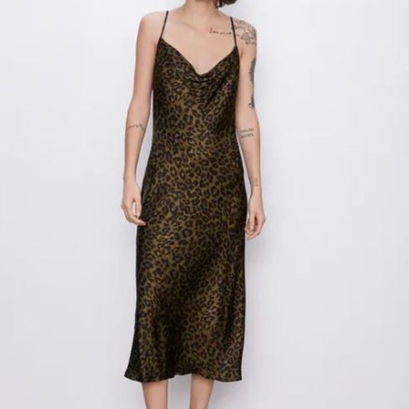 Zara Dresses & Skirts - NWT Zara |  Long Silk Slip Dress Animal Print